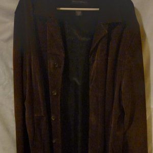 BANANA REPUBLIC Leather Brown Topcoat Overcoat Leather XL  Suede Woman's